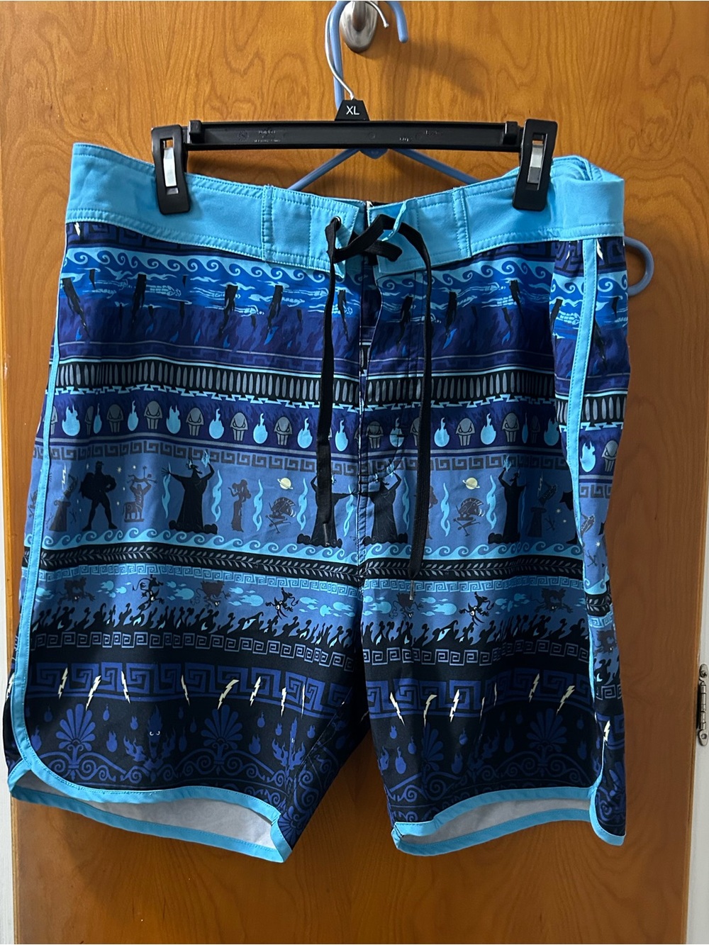 Disney Hercules themed Men's Blue Patterned Swim Trunks - Light & Dark Blue
